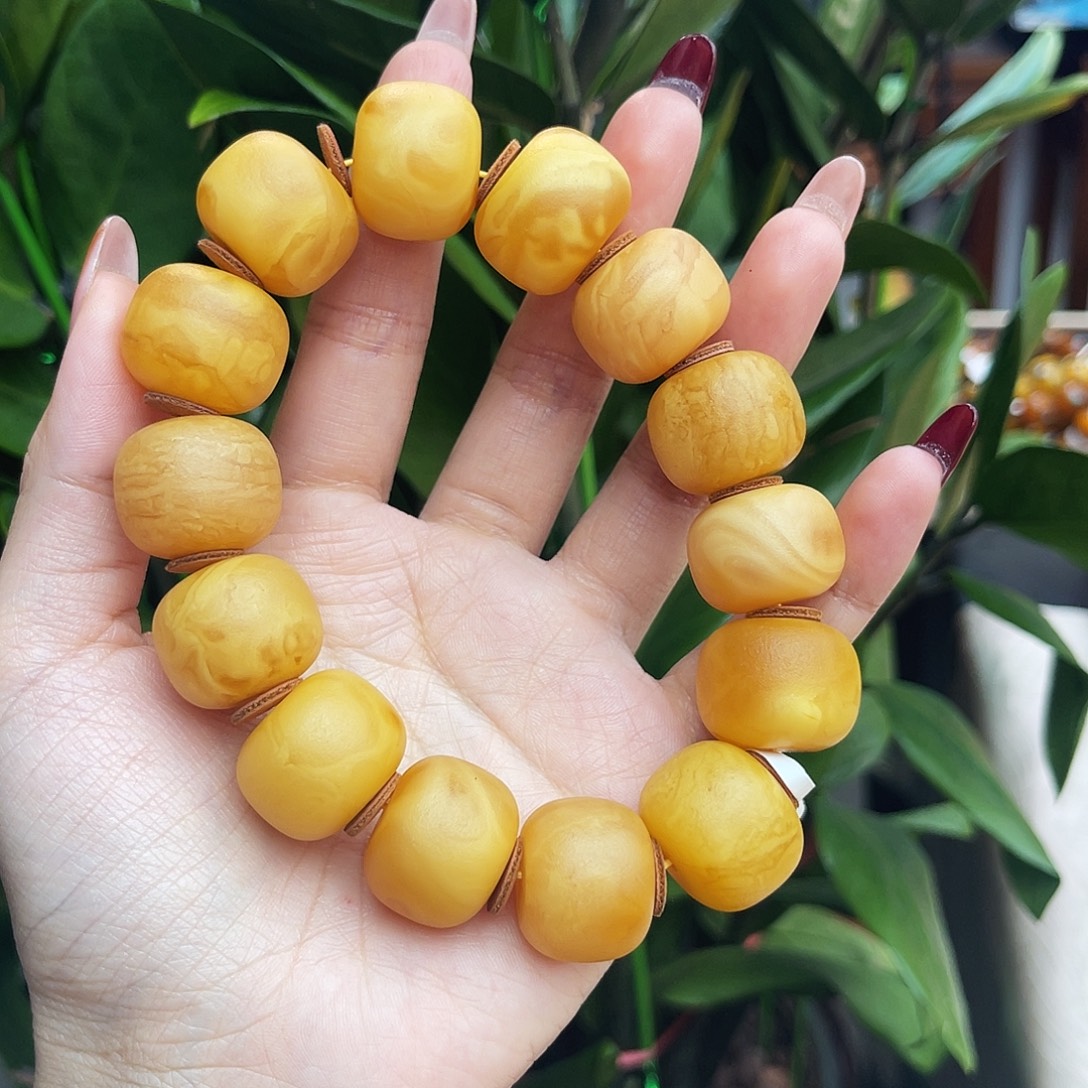 琥珀未镶嵌颈饰21m橘皮花蜡