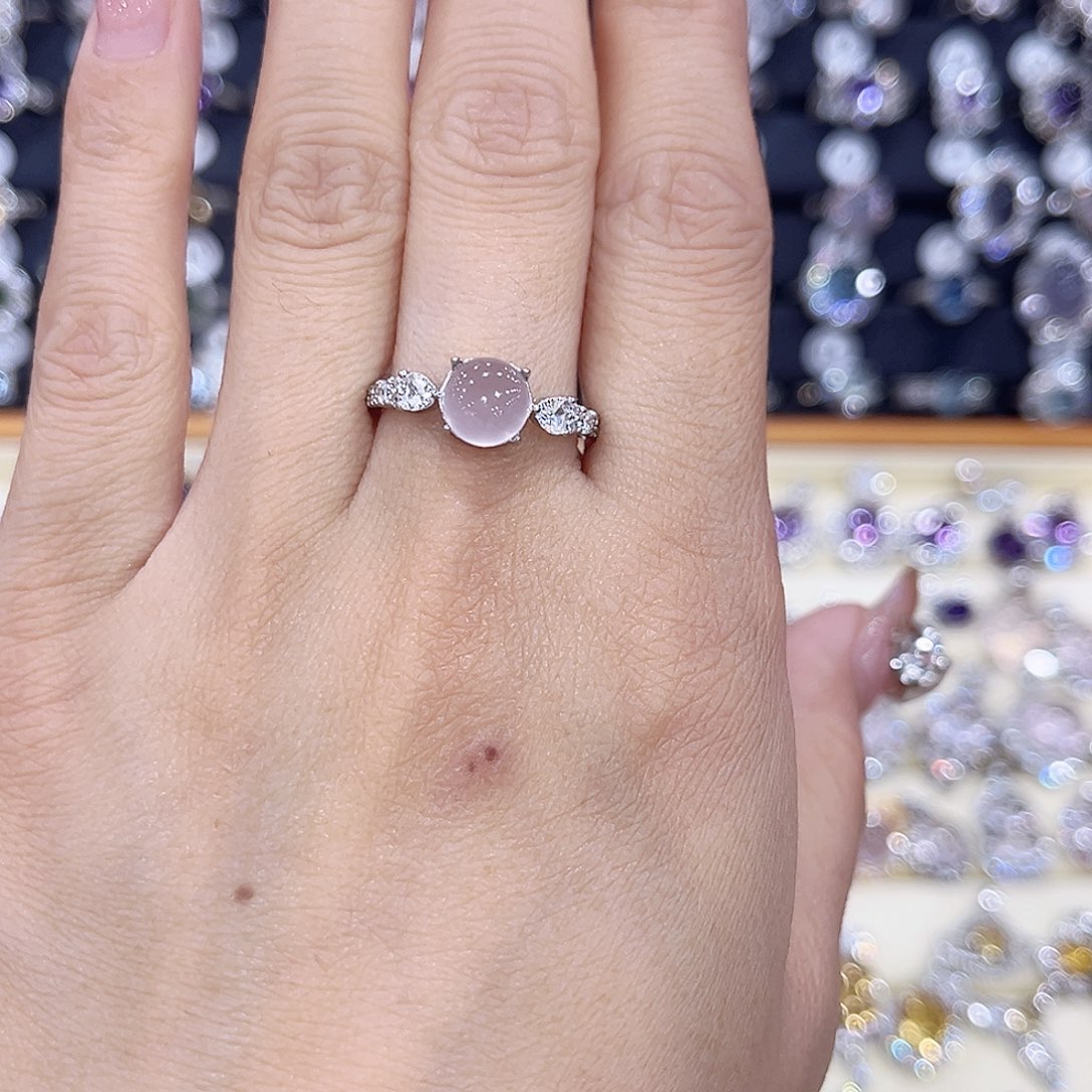 蛇纹石玉银S925镶嵌戒指