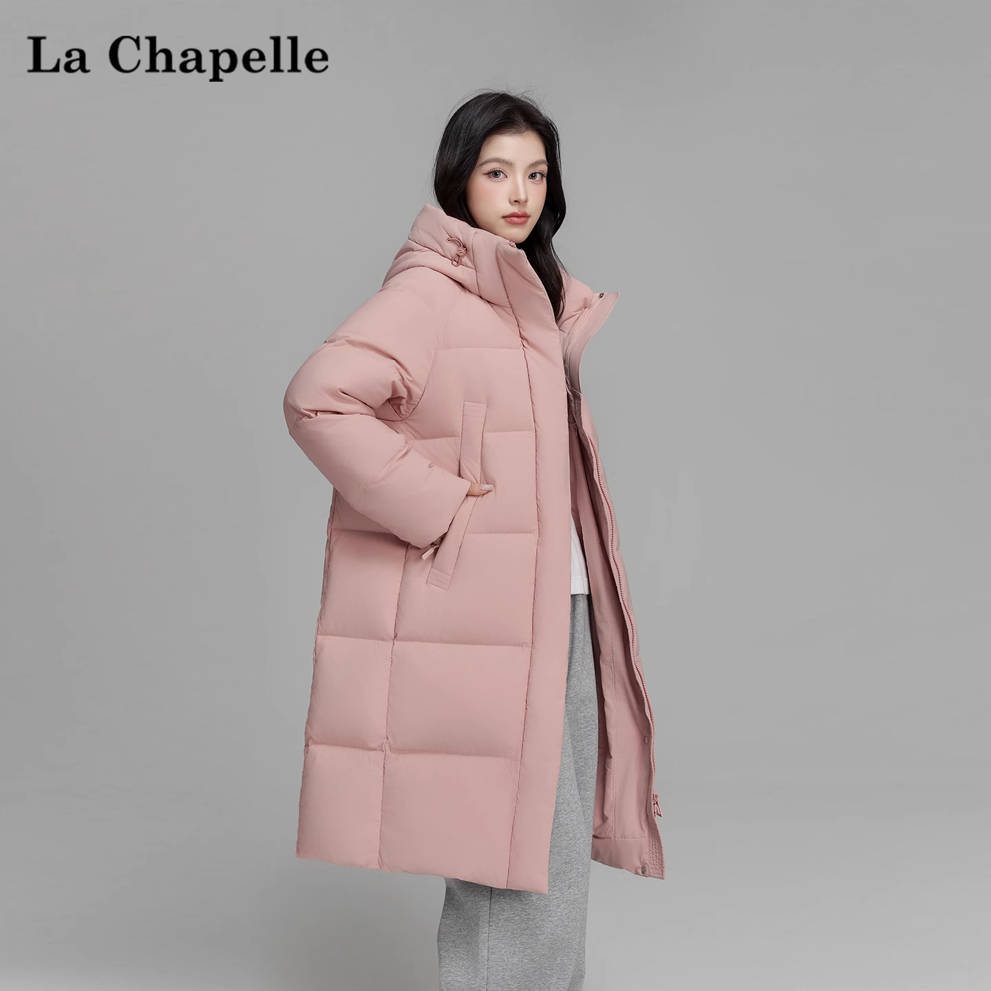 La Chapelle/拉夏贝尔中长款加厚羽绒服百搭连帽潮流保暖鸭绒443