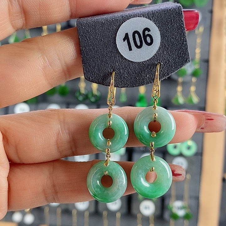 翡翠耳饰18K金镶嵌耳饰