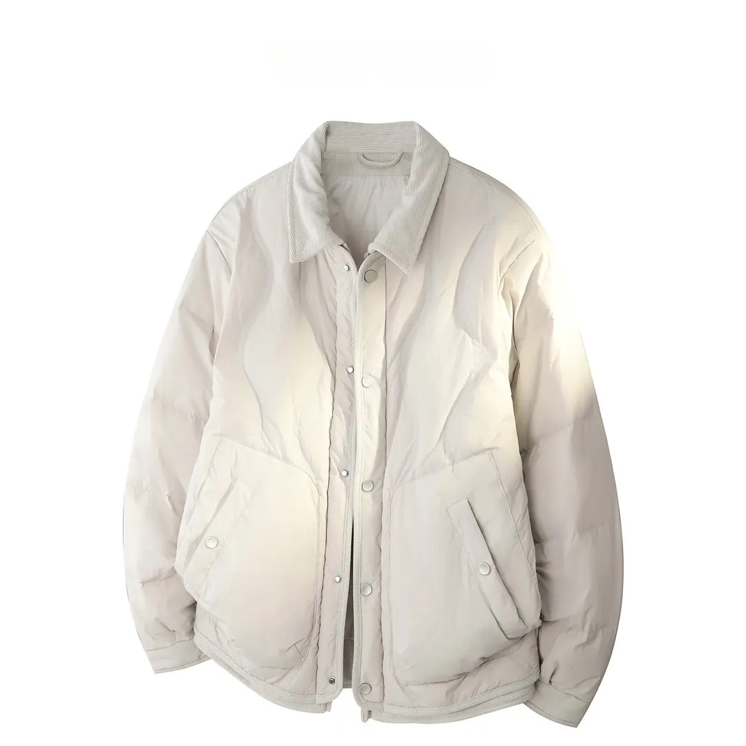 冬季90白鸭绒轻便百搭保暖翻领男士羽绒服经典短款开衫羽绒外套男