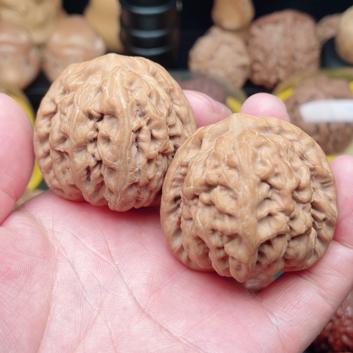 文玩核桃把件红锦鲤狮子头45×46×41