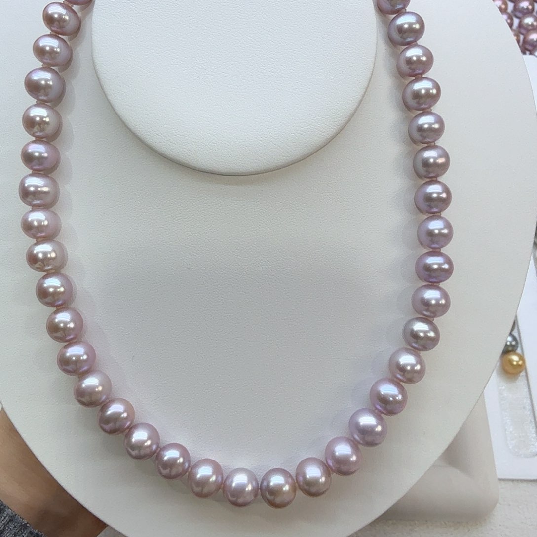 淡水珍珠颈饰未镶嵌10–11mm香芋色无核珍珠