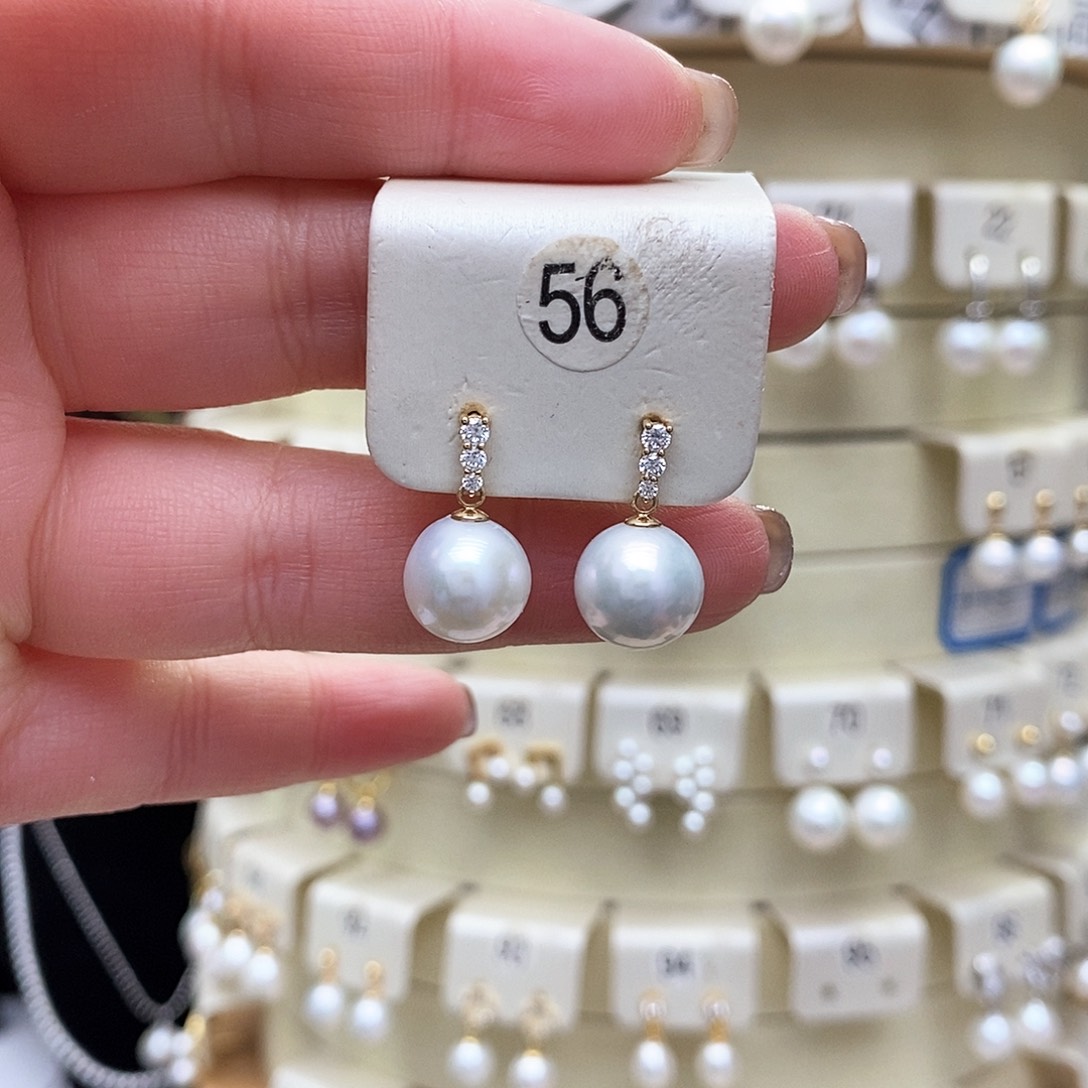 淡水珍珠耳饰18K金镶嵌