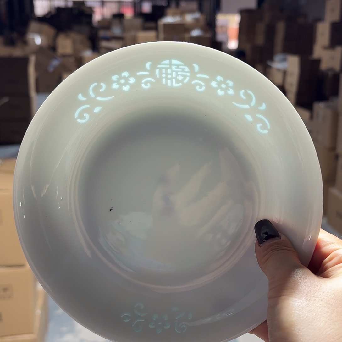 白瓷景德镇7英寸盘青福两个微瑕