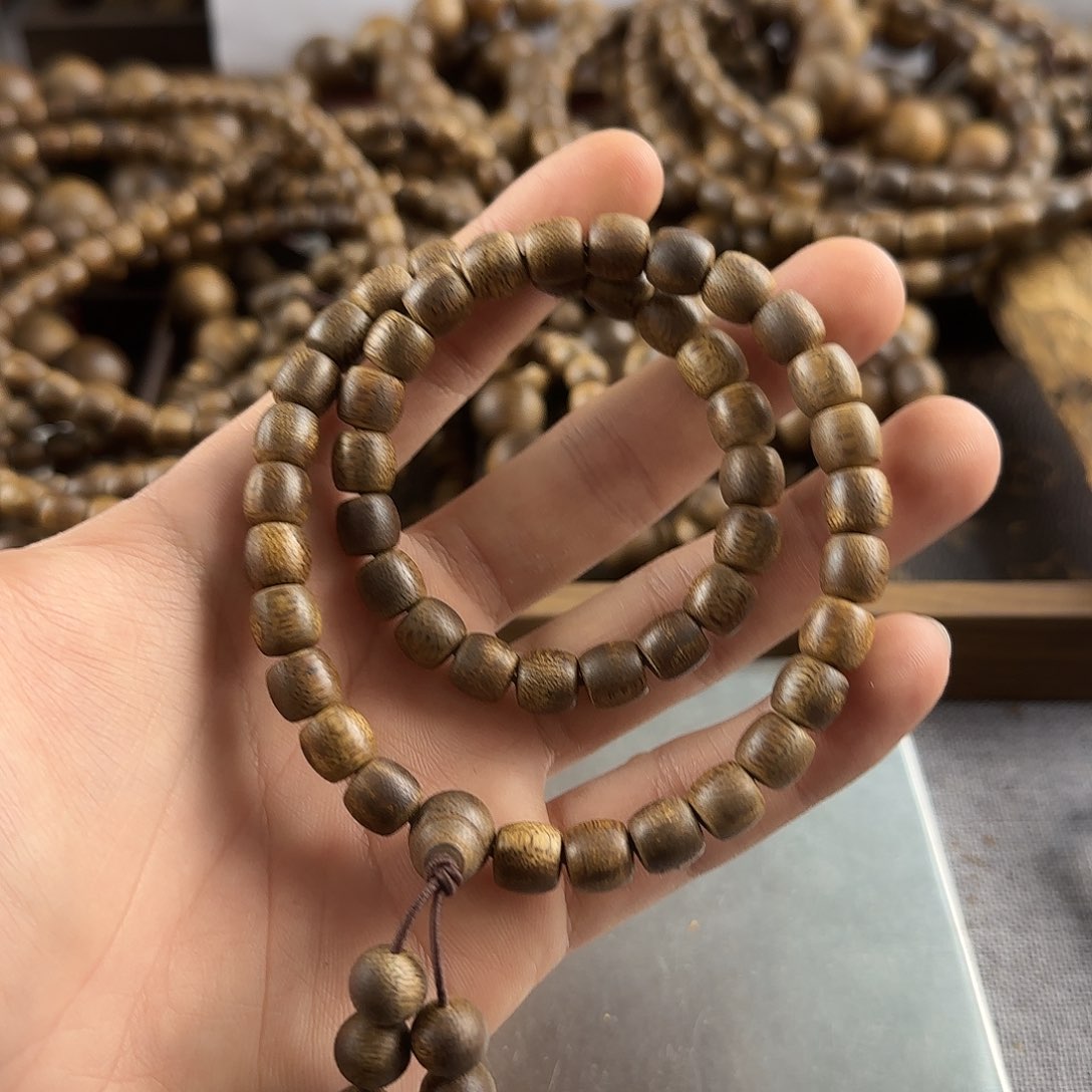 沉香碎屑沉香08鼓珠双圈白棋楠