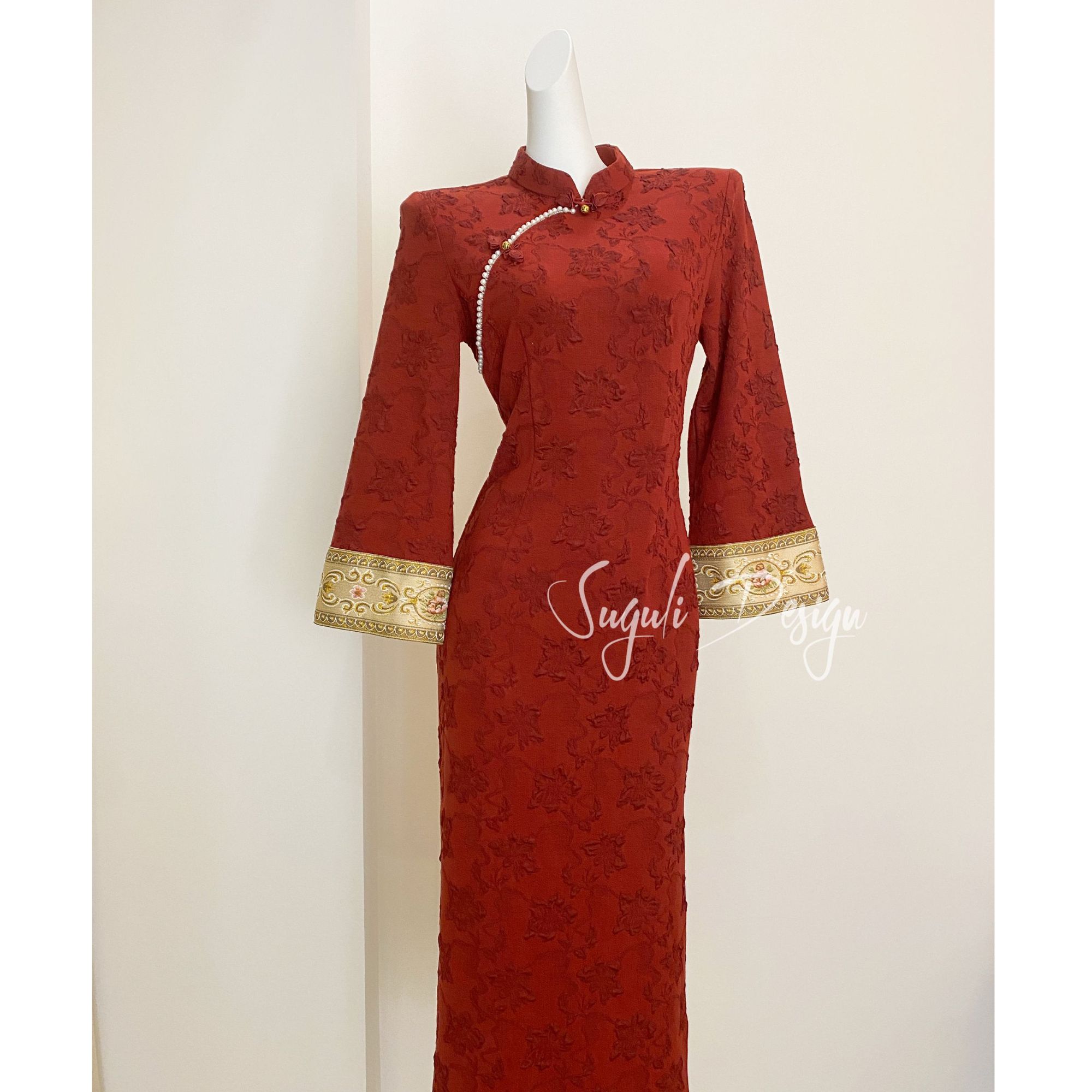 苏故里【东方美人】中国风中式日常复古显瘦气质中长款旗袍长袖