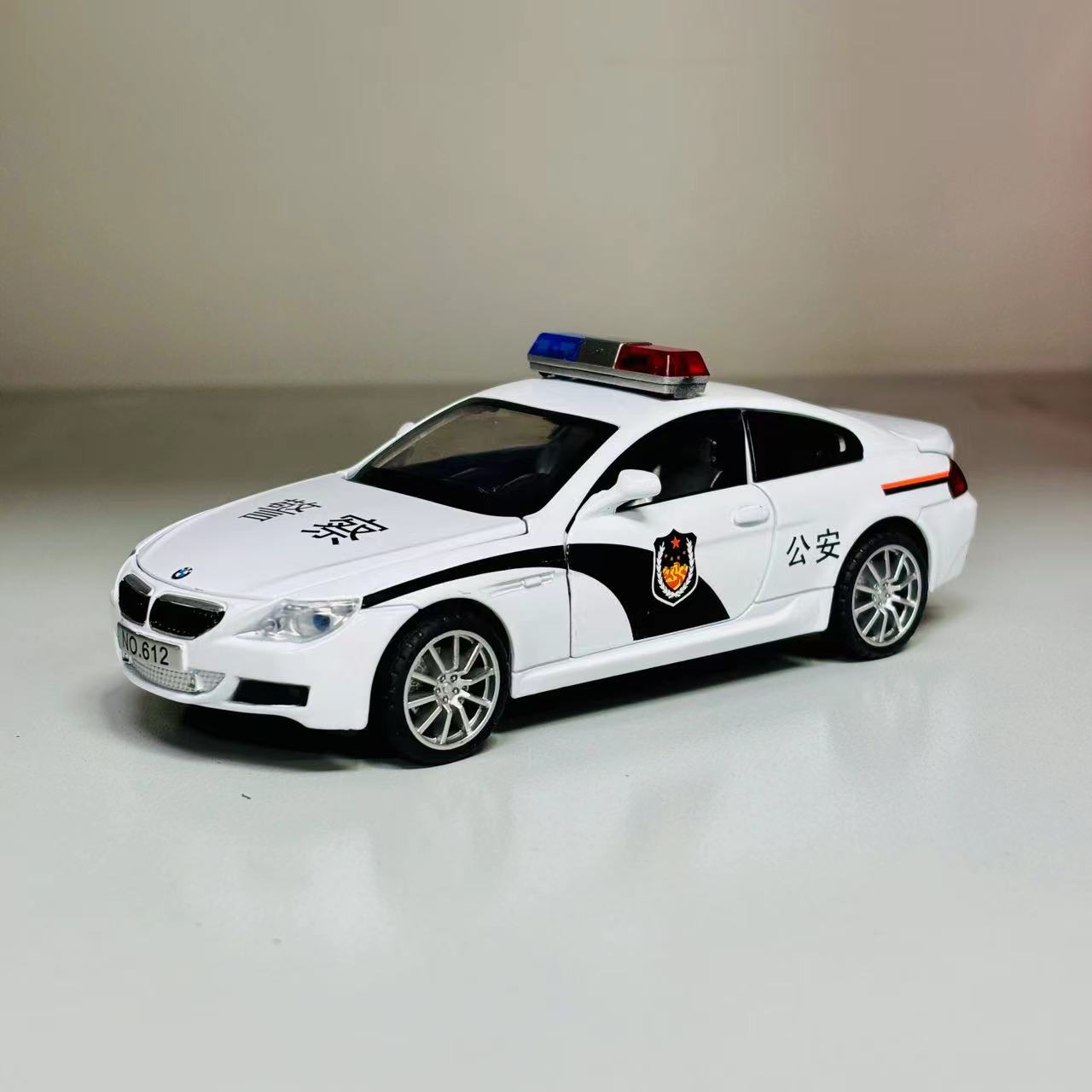 合金声光回力公安警车四开模型车JC