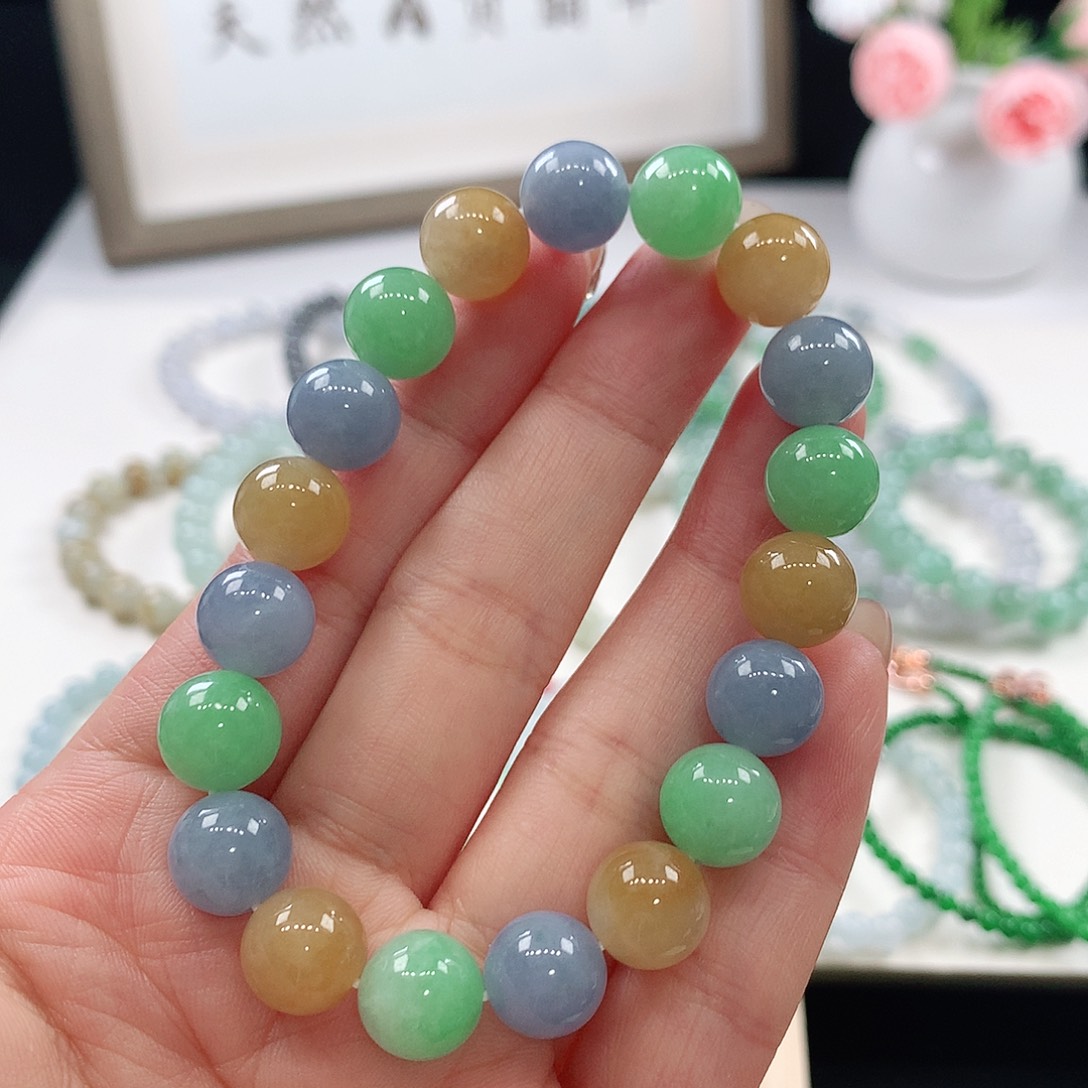 妮***6未镶嵌手链翡翠手链10mm