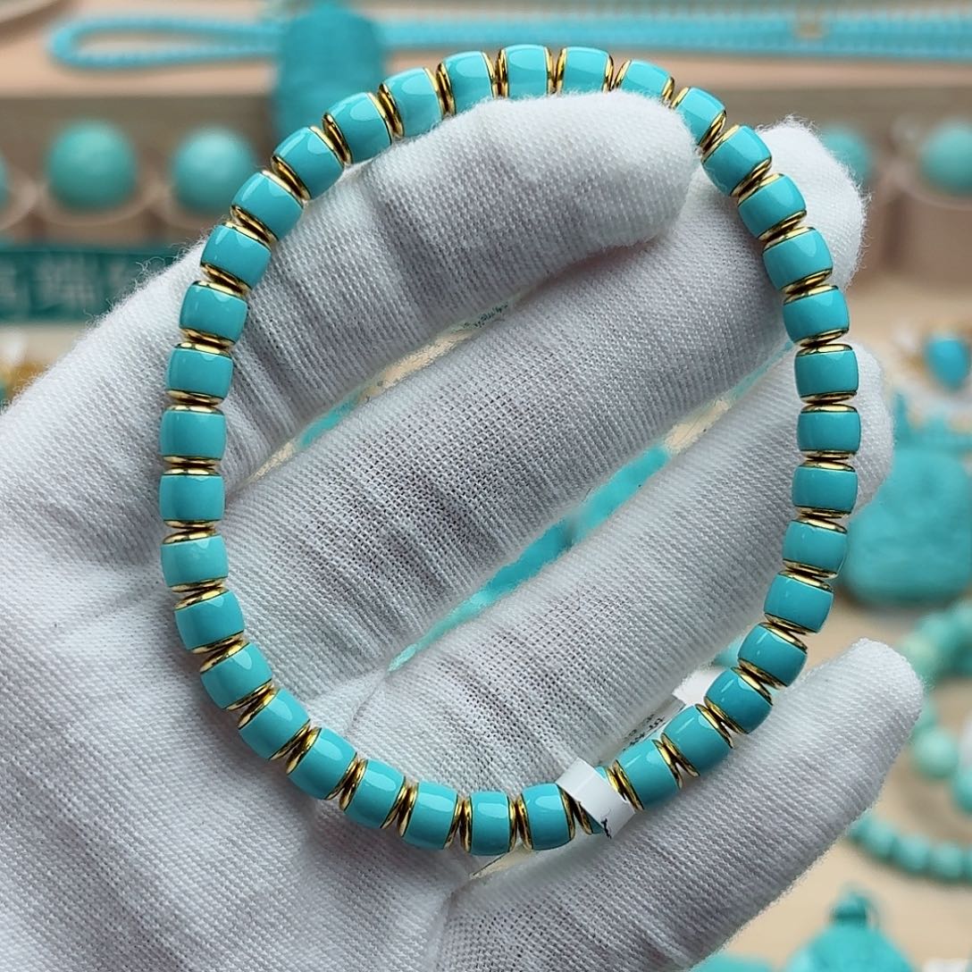 绿松石18K金镶嵌珠宝奇石