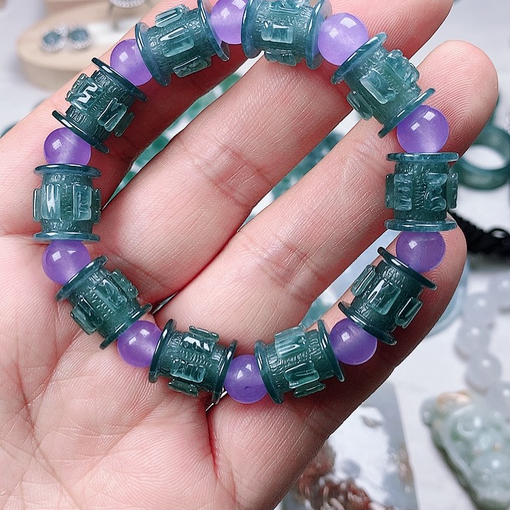 翡翠配石手串 配珠杂石