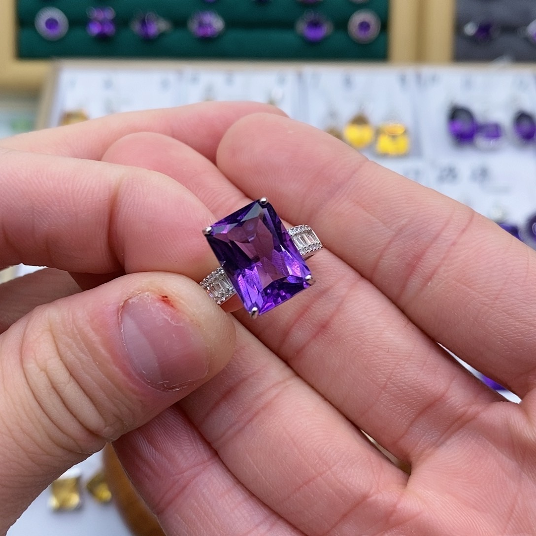 紫晶纯天然紫水晶银S925镶嵌旭*九