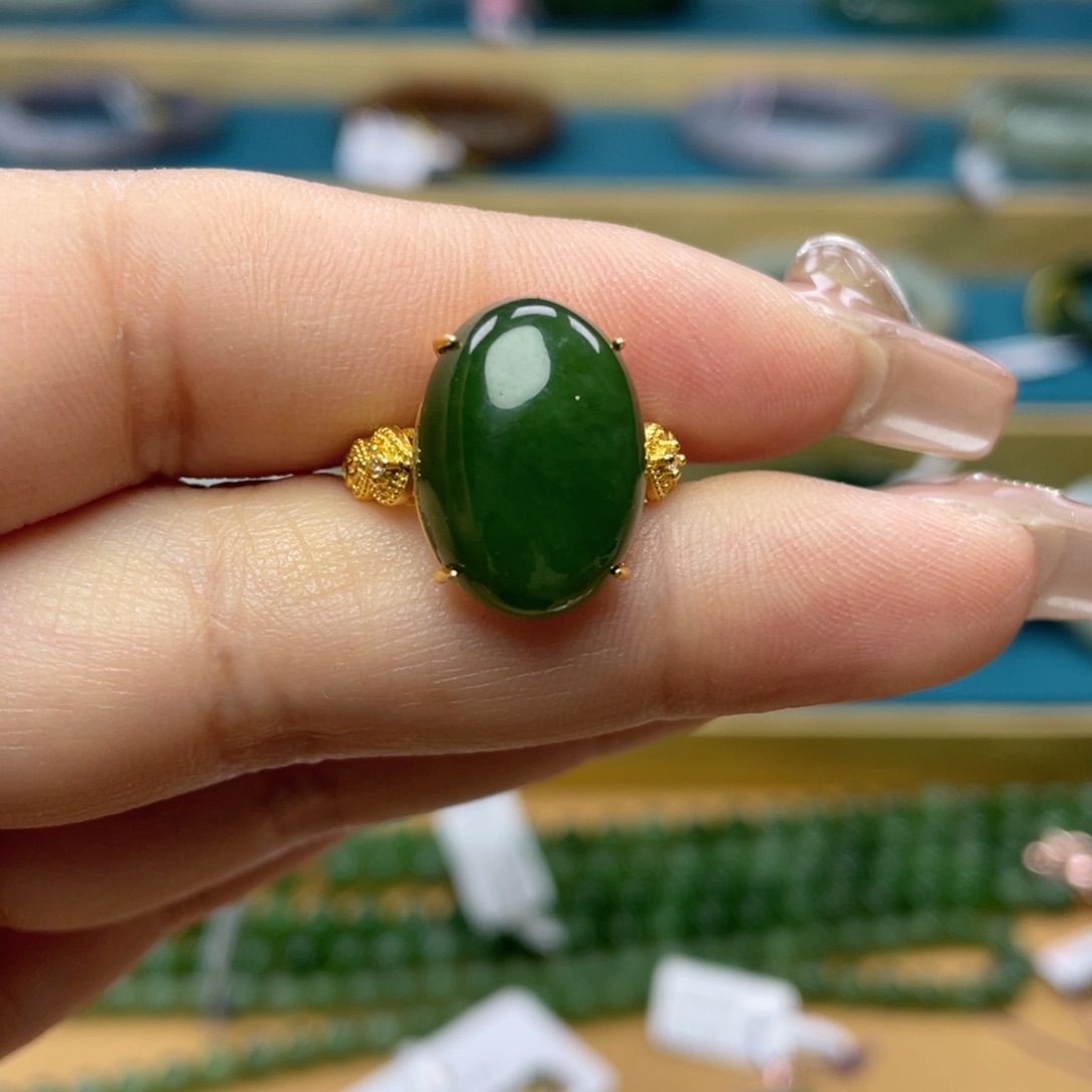 和田玉戒指银S925镶嵌