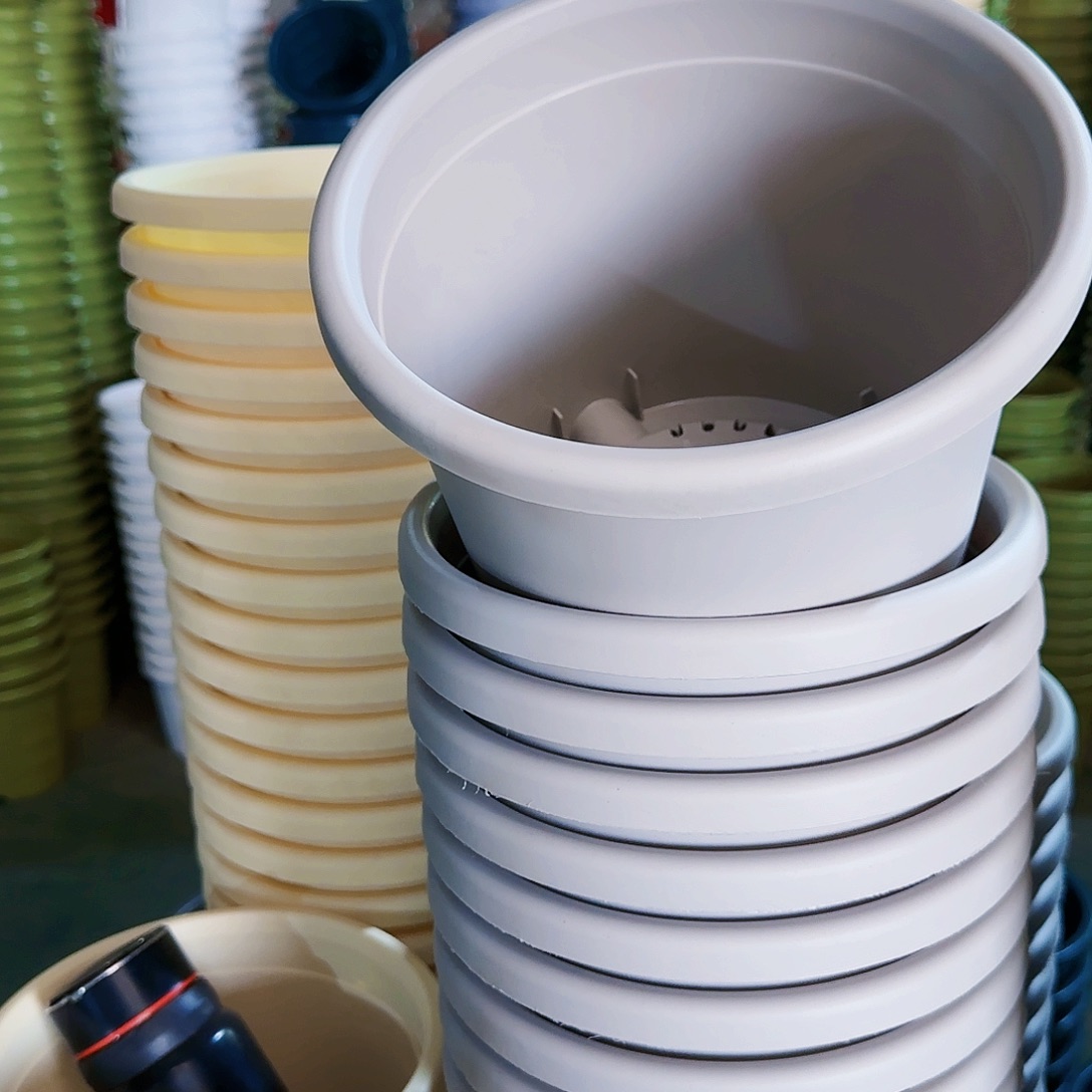 树脂四季盆3#无拖灰白6