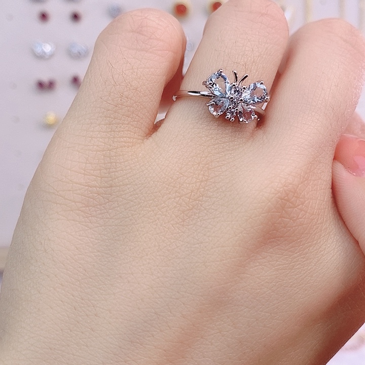 海蓝宝石戒圈银S925镶嵌