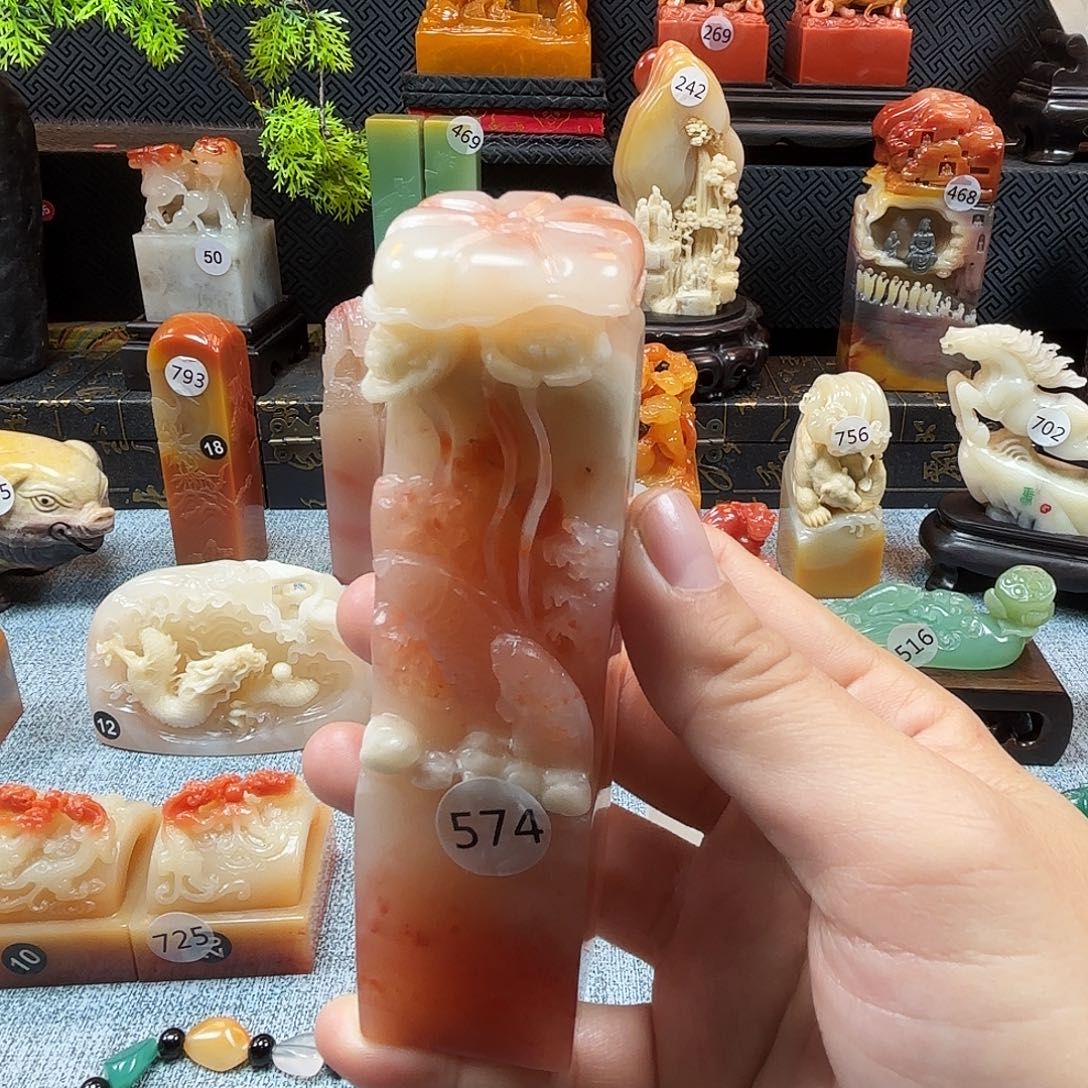 寿山石印石鱼戏莲叶8