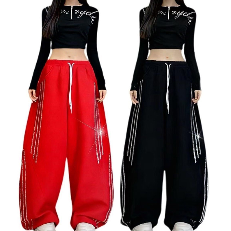 广场舞专用裤子秋冬加厚宽松阔腿伞兵裤女款鬼步曳步舞跳舞健身裤