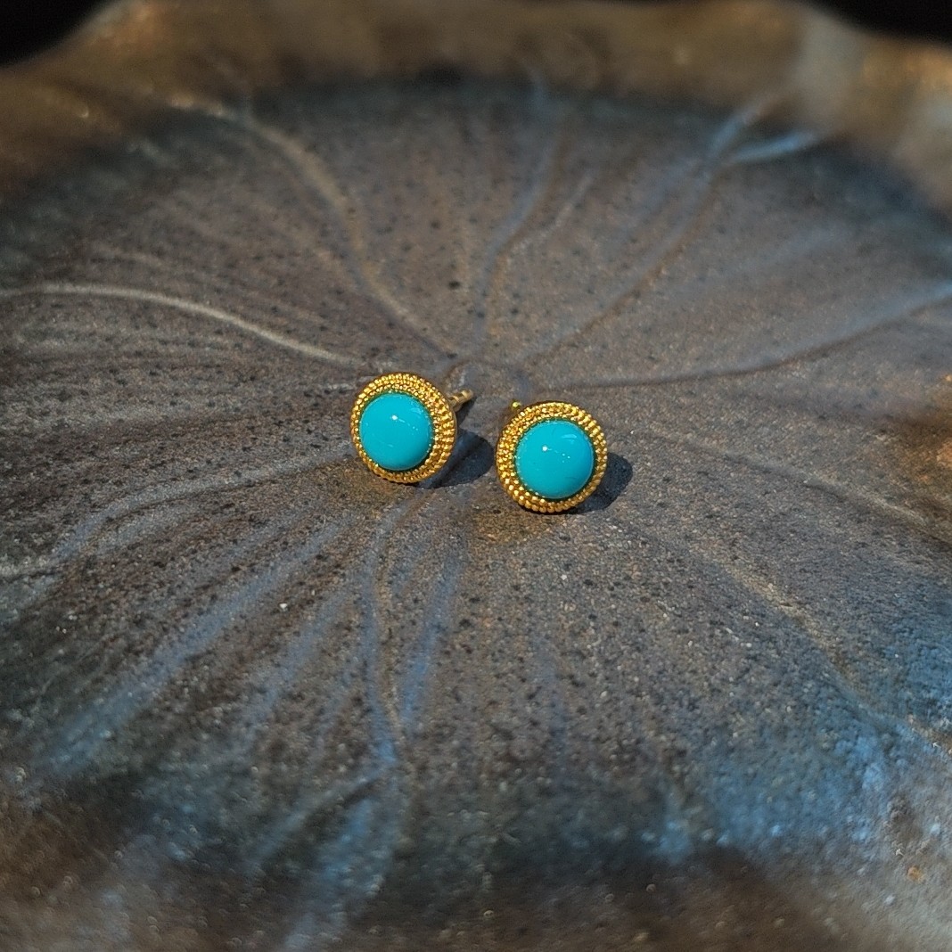 美松圆形耳钉 1245 18k金镶嵌