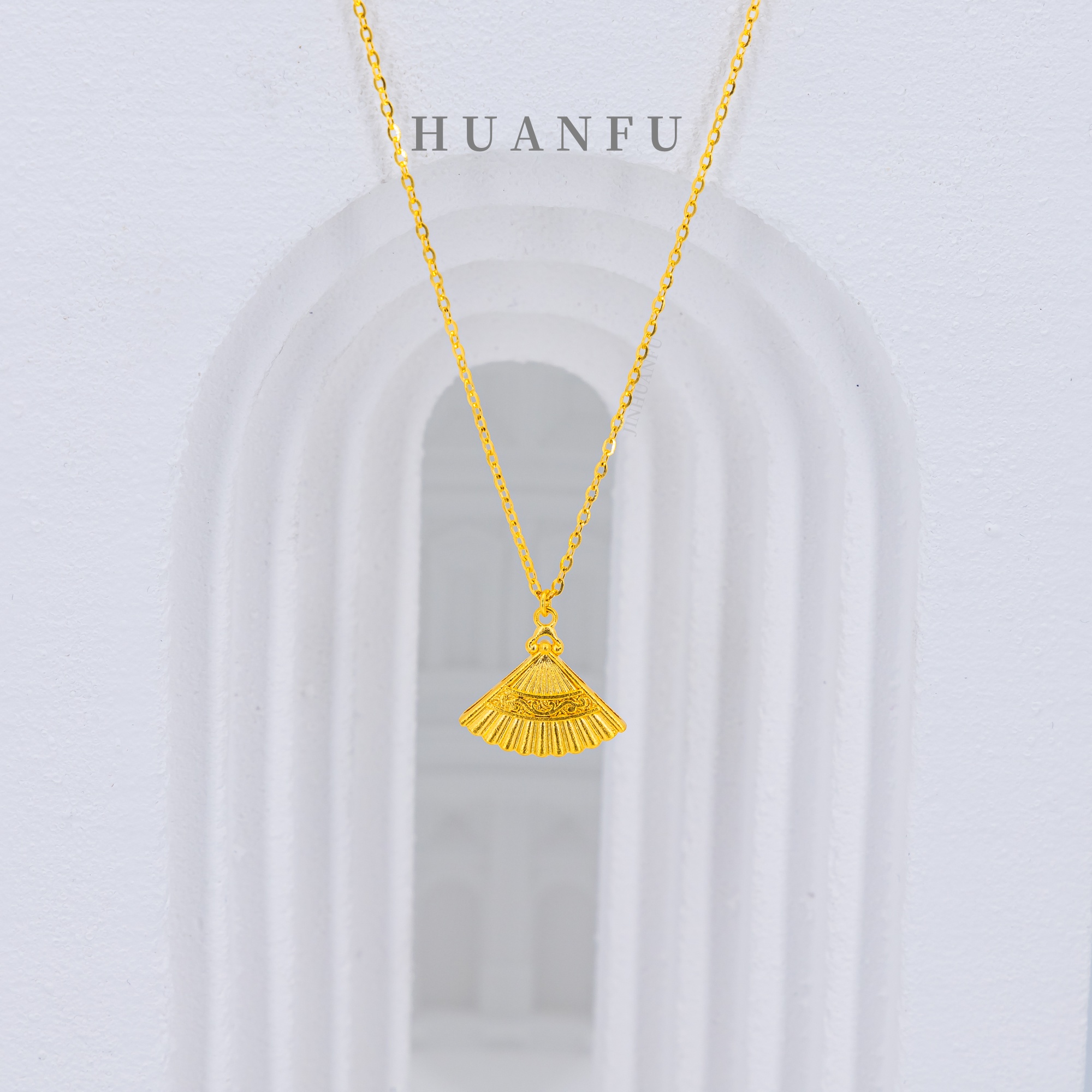 坠链均足银 小扇子套链 厚包金工艺 气质轻奢时尚百搭