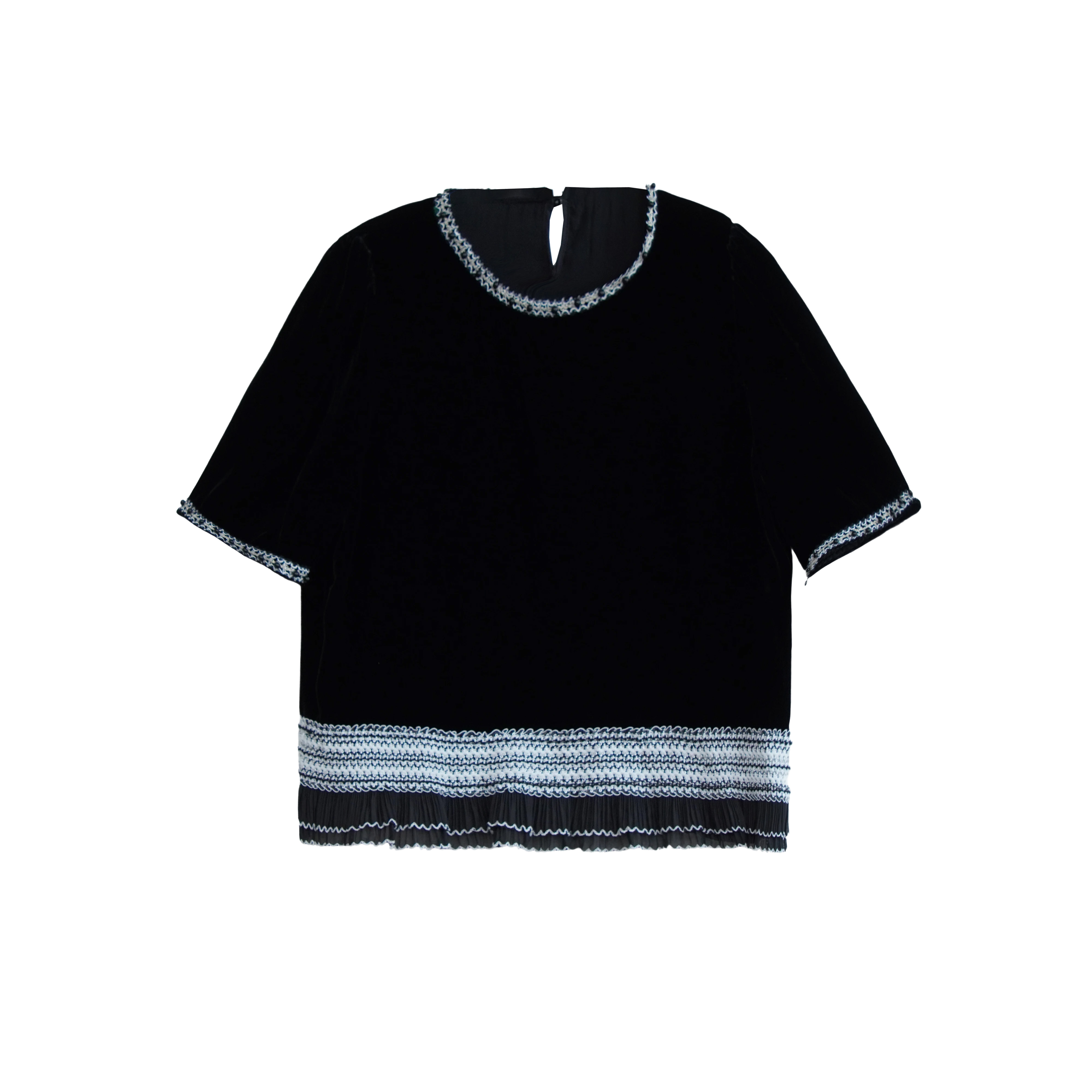 观棠 新中式夏季真丝丝绒撞色时尚百搭休闲上衣 D01161