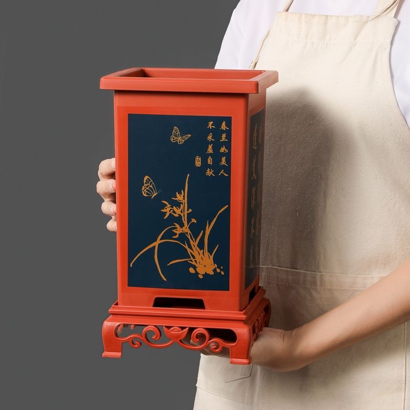 兰花花盆专用君子兰蝴蝶兰紫砂四方口仿陶瓷塑料花盆批发厂家