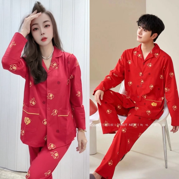 娜姐2025新款情侣装大红色宽松本命年暴富睡衣套装