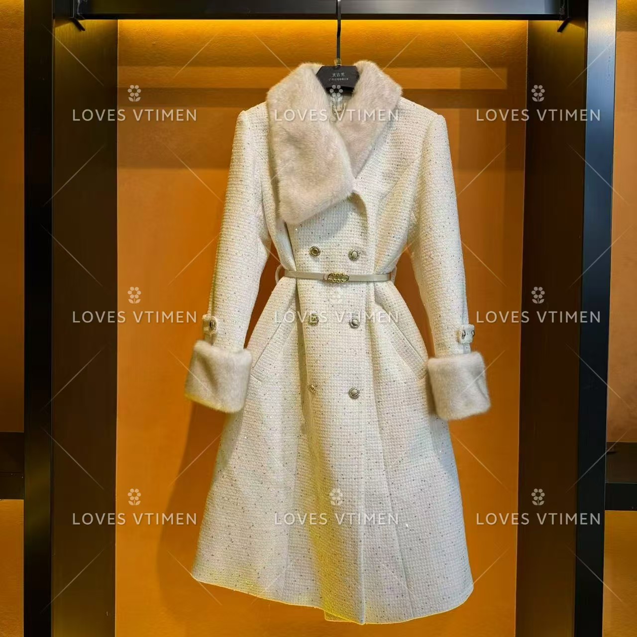 【宠粉价】长款白鸭绒羽绒服羊毛设计师轻奢显瘦收腰LOVES-A1549