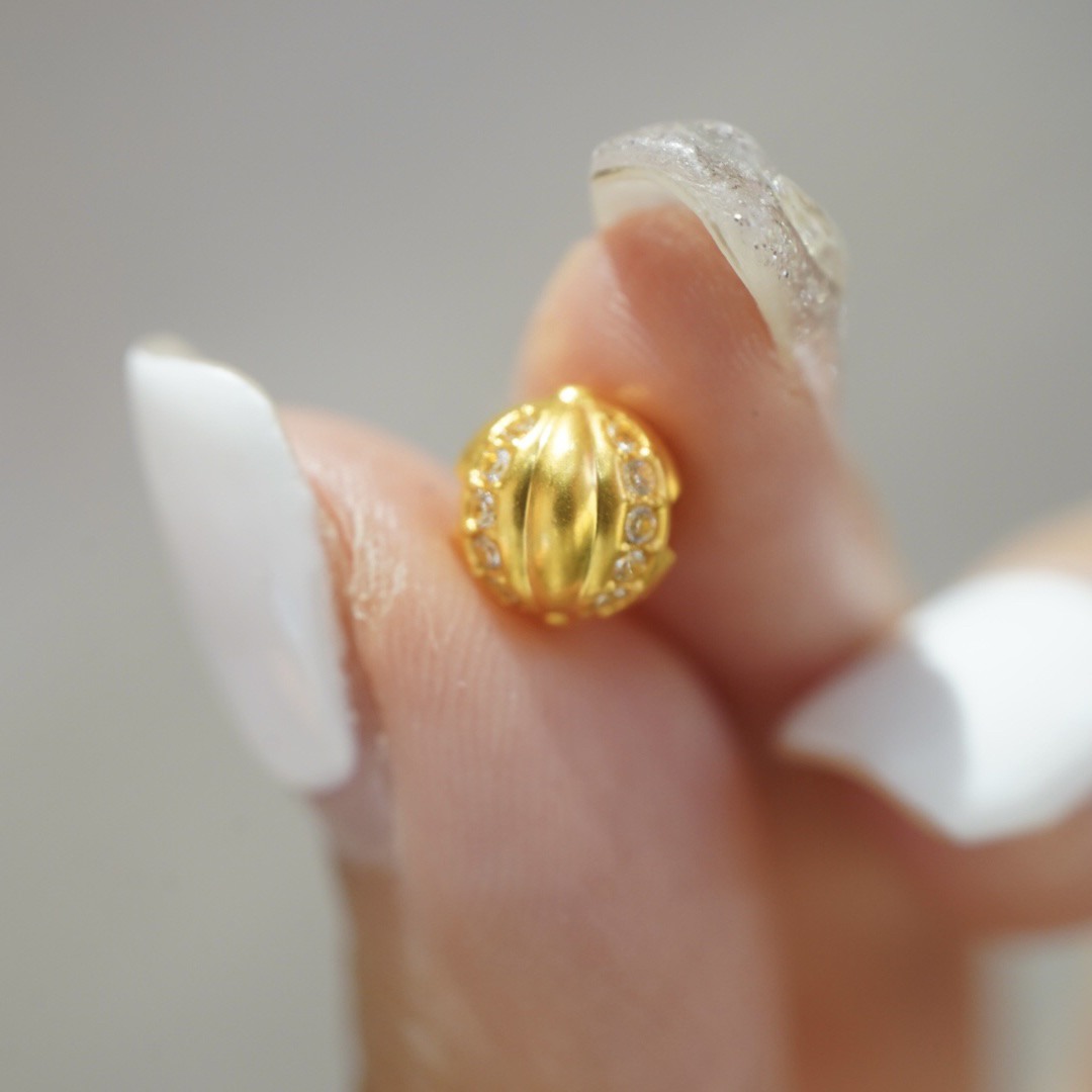 【卡奢珠宝】18K金南瓜珠路路通配件卡8mm