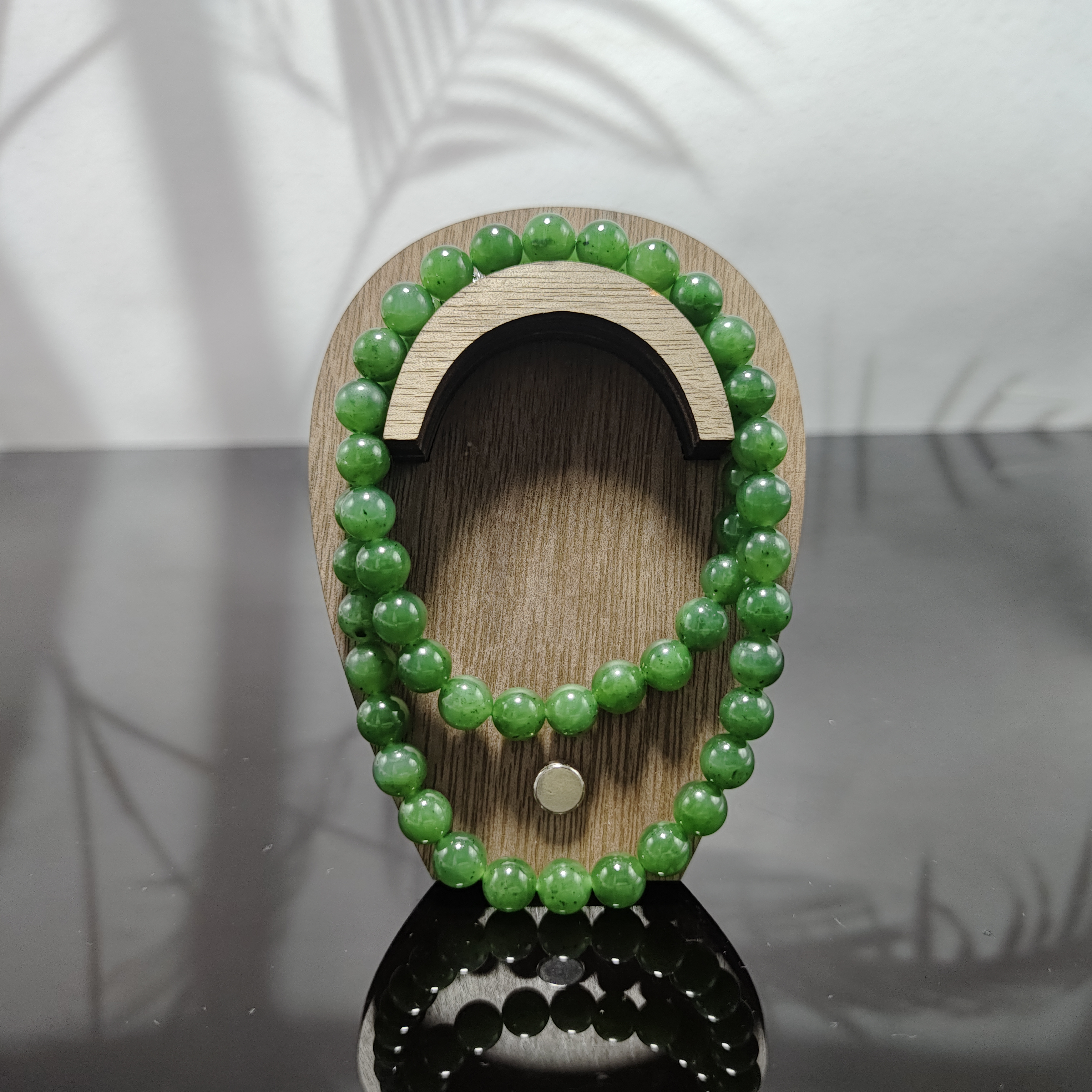 N和田玉碧玉圆珠项链（卡8）2744