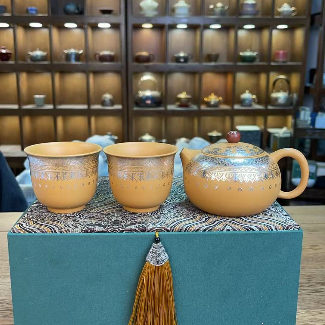   精致中式复古风陶瓷茶壶茶杯套装2340