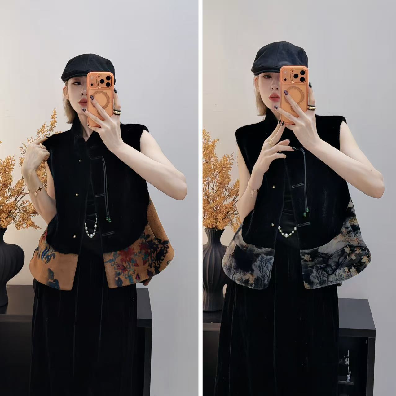 冬季上新！新中式国风貂绒马甲211377-四月