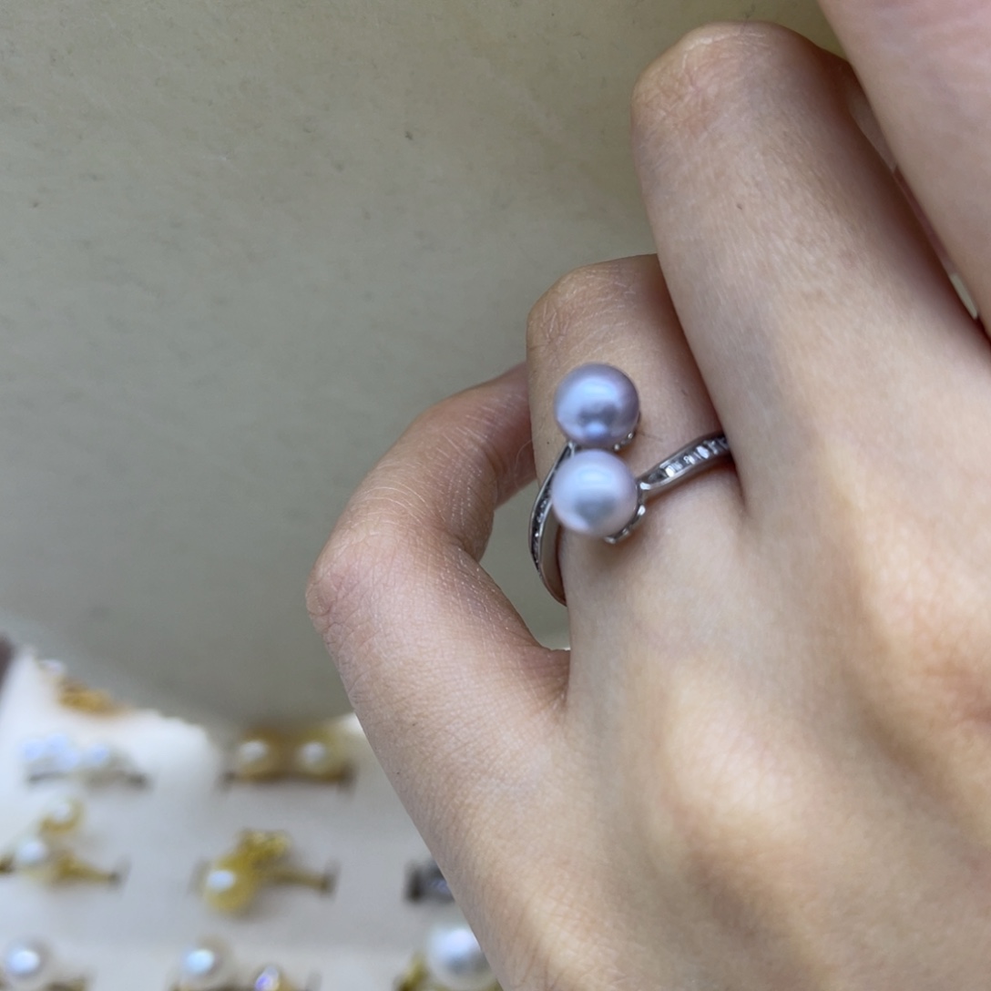 戒指海水珍珠银S925镶嵌