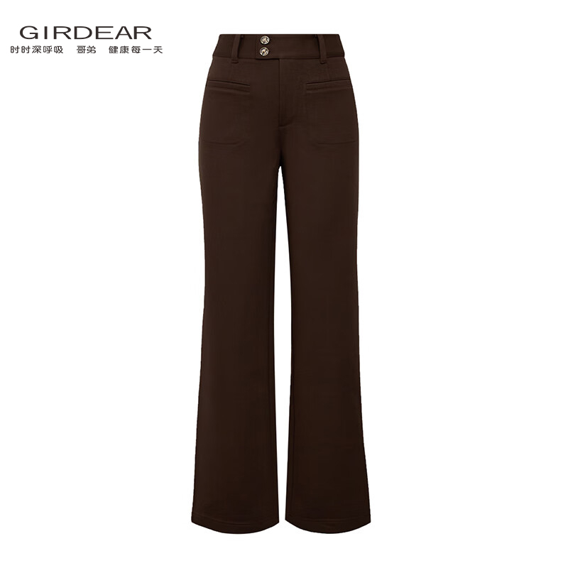GIRDEAR/哥弟秋冬新款质感百搭长裤通勤磨毛保暖植绒直筒裤110019