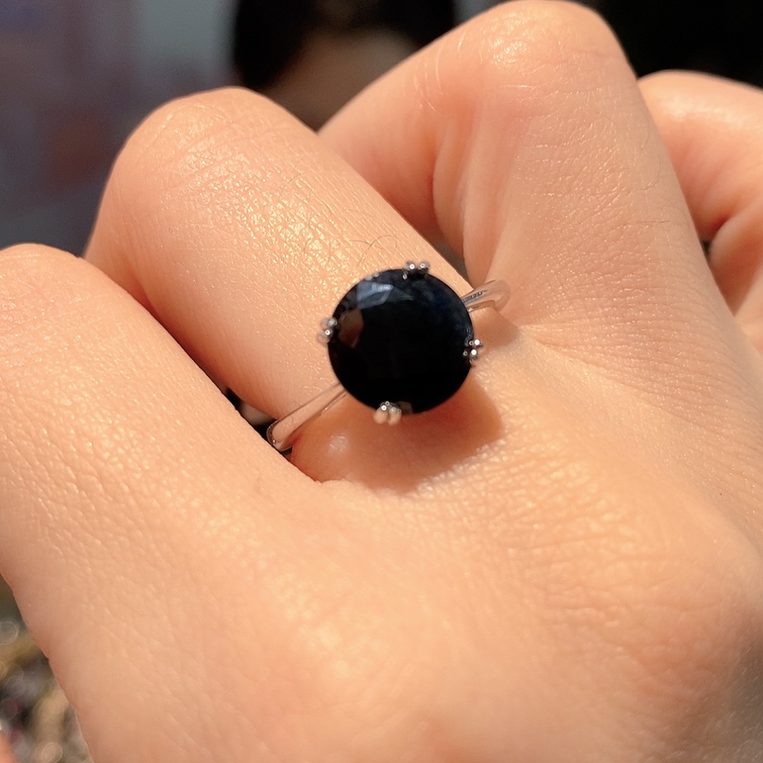 戒指蓝宝石银S925镶嵌天然蓝宝石福利款