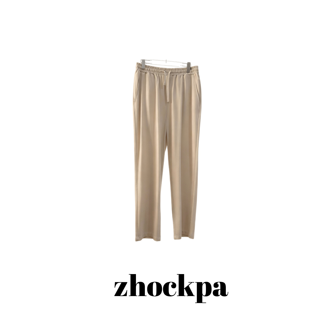 ZhockPa  老钱风抽绳宽松弹力直筒休闲裤慵懒随性百搭