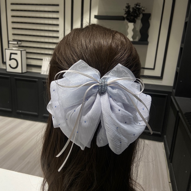 E4565 高颜值星点蝴蝶结飘带马尾夹女高级感显发量半扎发抓夹发夹