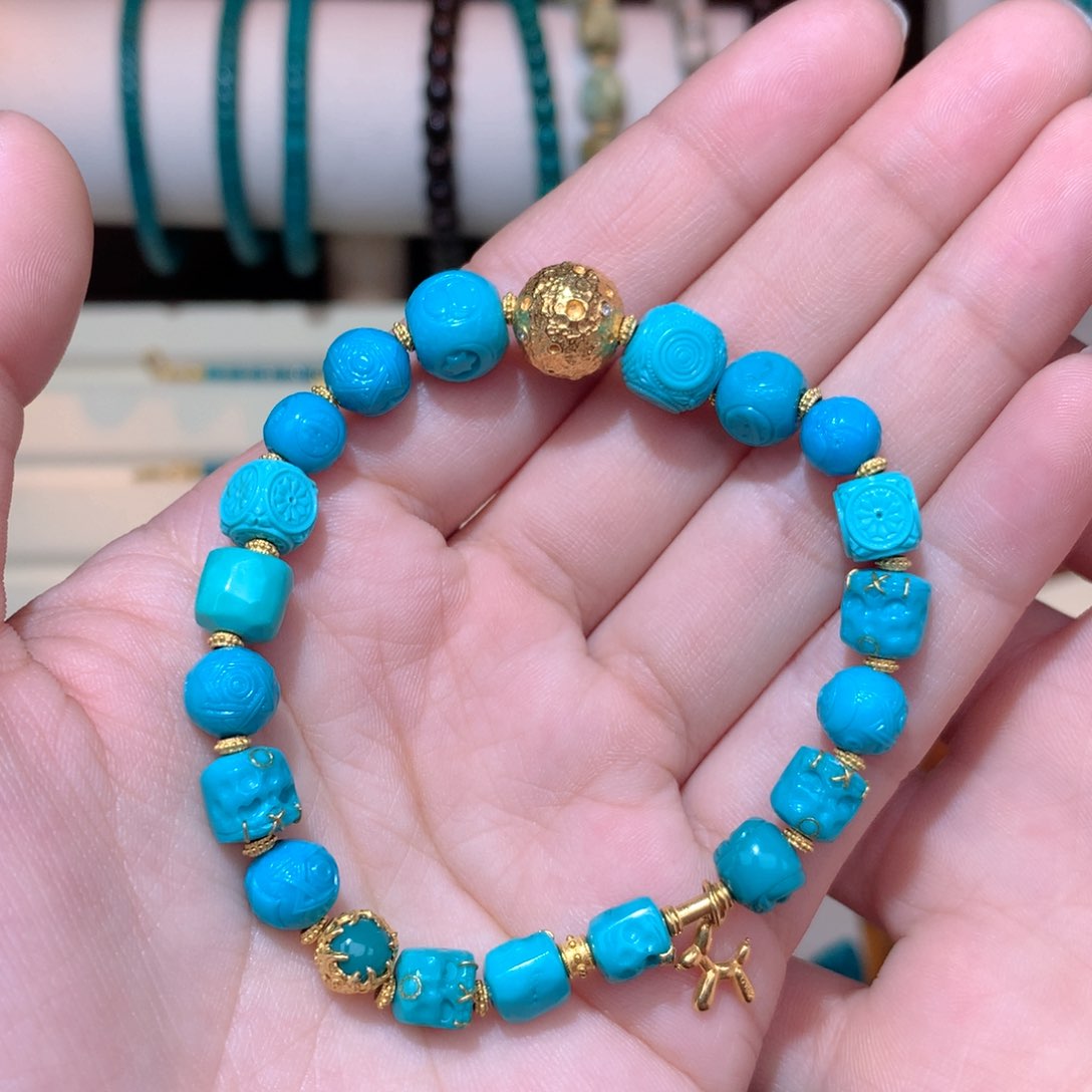 绿松石珠宝奇石18K金镶嵌