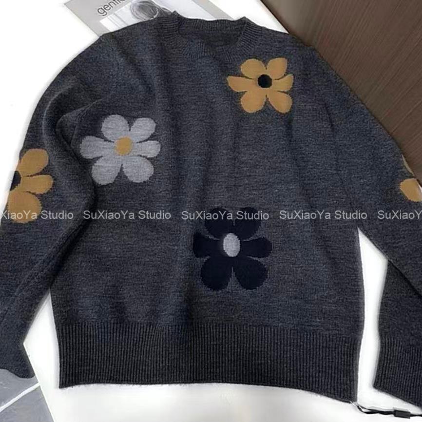 【六瓣花】欧货重磅提花宽松显瘦慵懒风针织毛衣