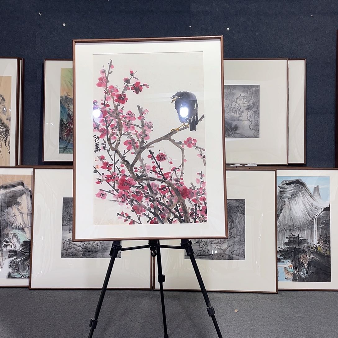 国画手绘画作品带框