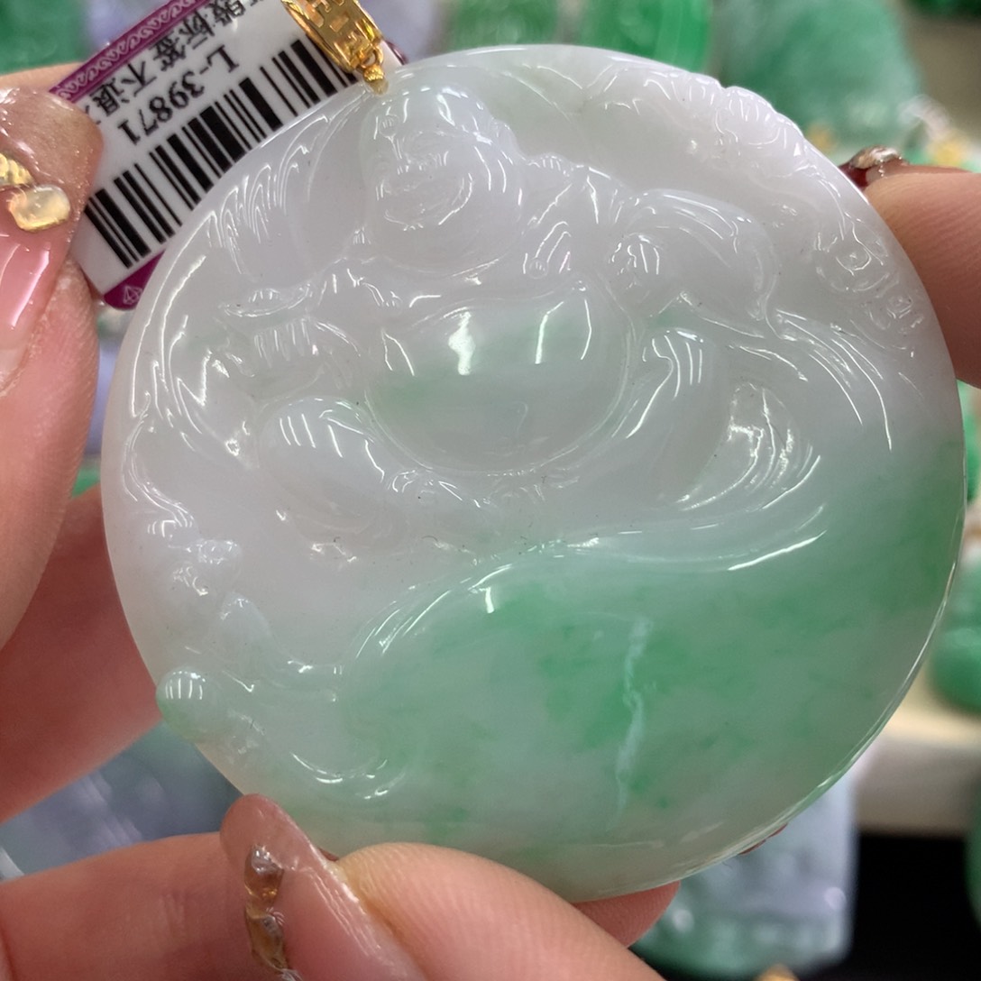 翡翠吊坠(不含链)18K金镶嵌