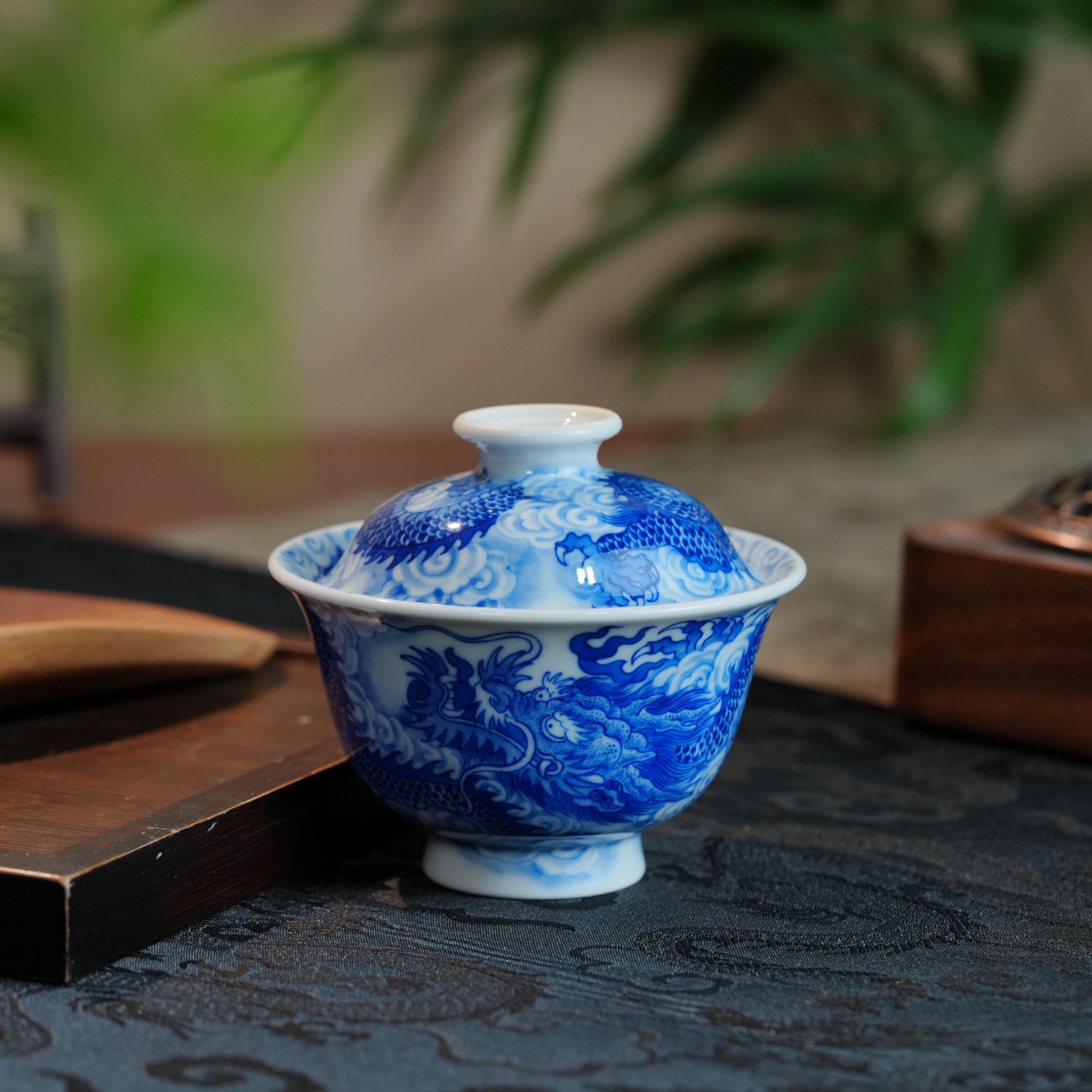 刘建锋窑仿清云龙双龙盖碗盖碗茶具顺丰包邮LJFN054