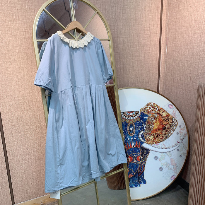 RR068孕妇蓝色连衣裙M90-120L130XL140XXL150