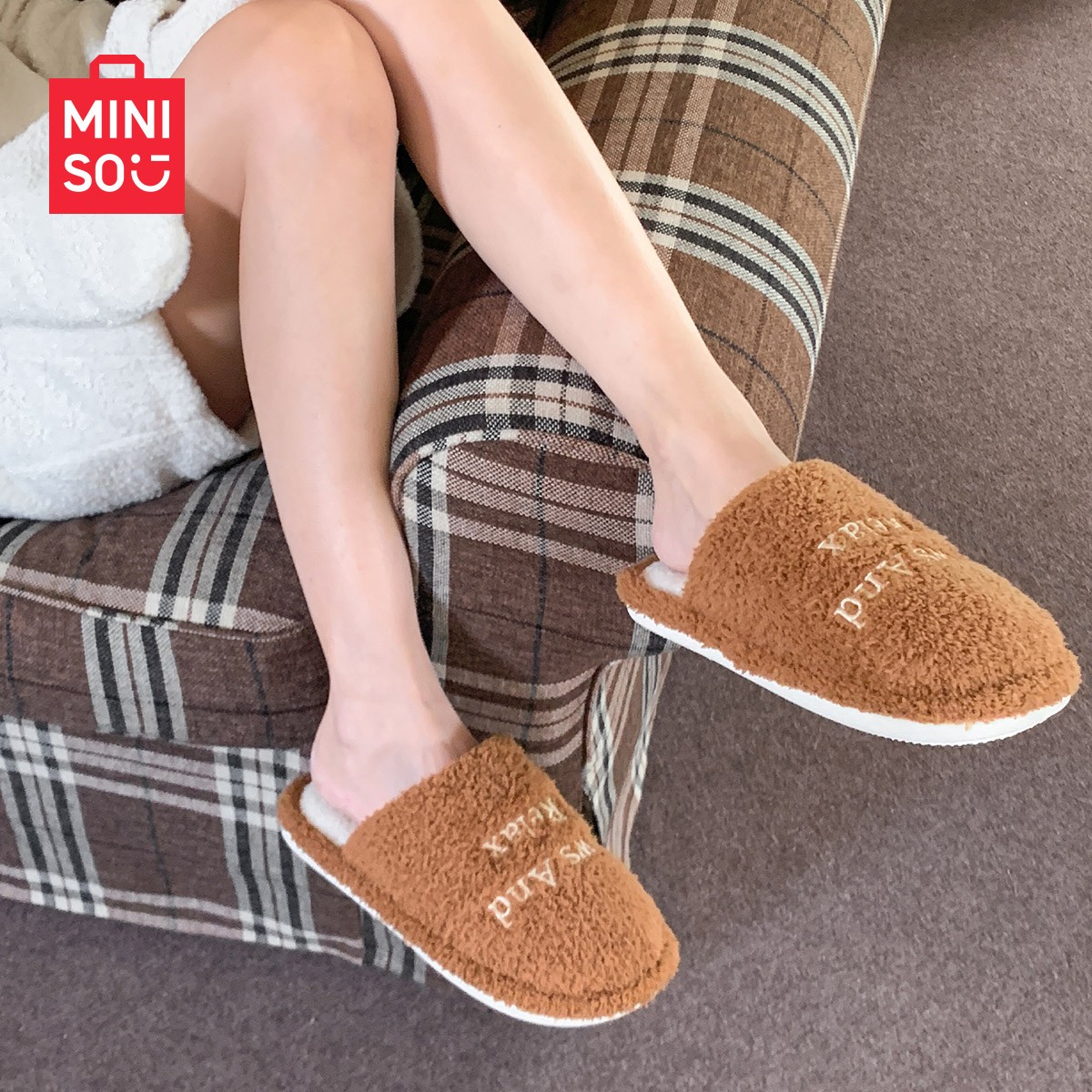 MINISO/名创优品棉拖鞋女款2025新款爆款月子鞋男秋冬季毛毛拖鞋