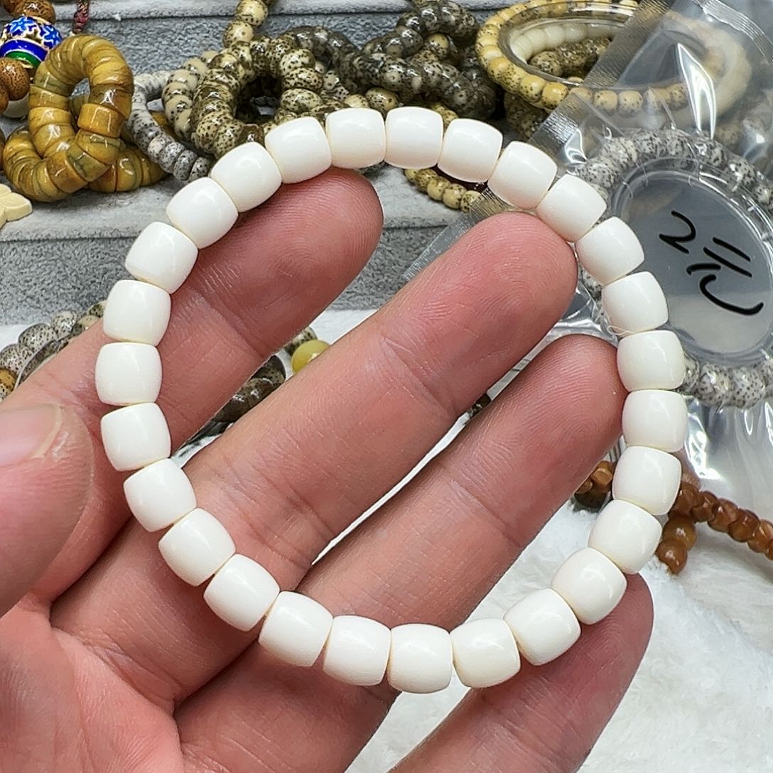 驼骨手串/手链81白驼骨单圈8×7直切有粽裂