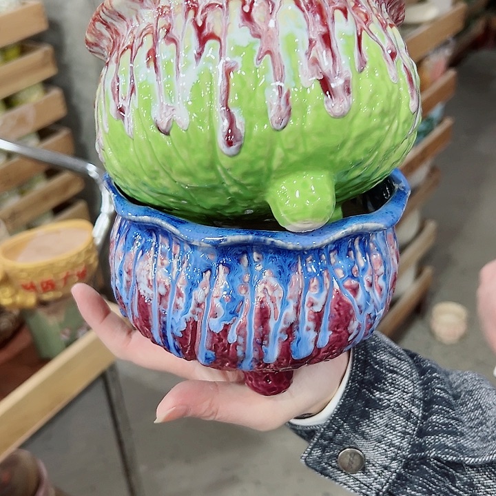 有孔.凑满10元发货多肉陶瓷花盆！