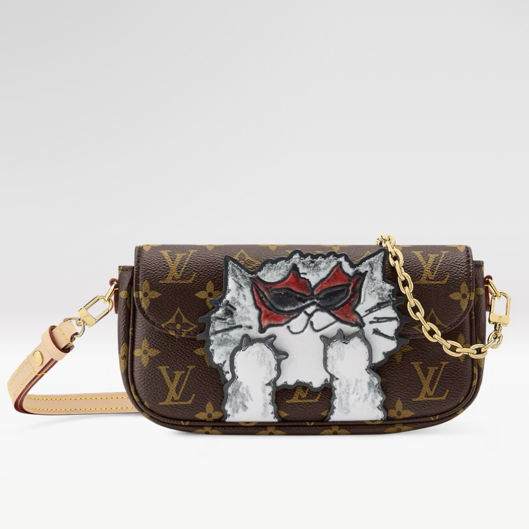 未使用 LouisVuitton/路易威登 25新款 Ivy老花麻将包猫咪联名款