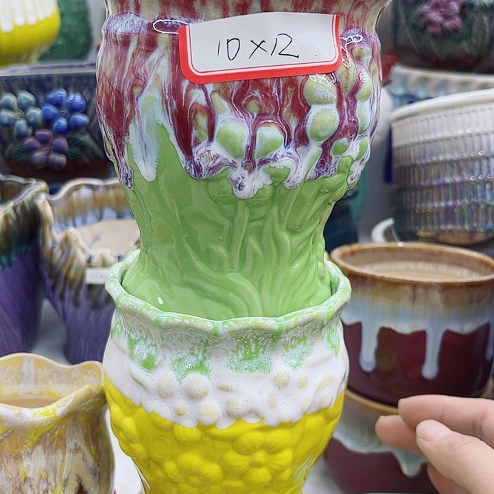 多肉绿植陶瓷花盆9.9包邮，有孔