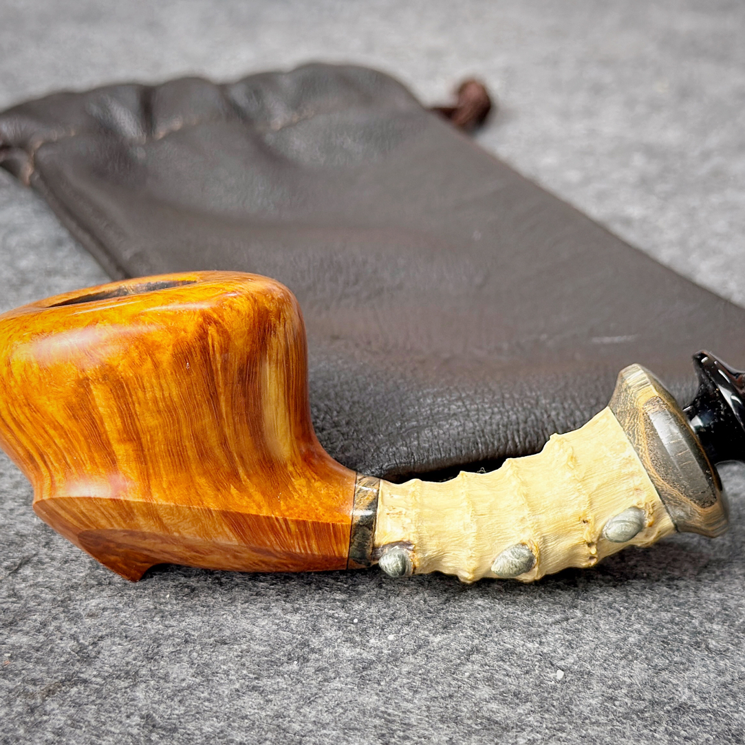 乌克兰索科利克原木色竹节自由式橡果石楠木手工烟斗