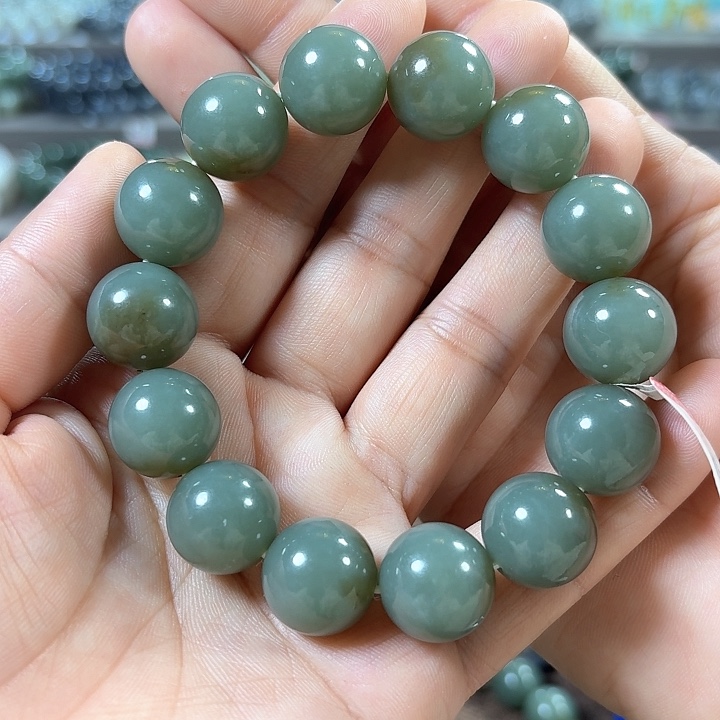 和田玉手链未镶嵌新疆且末蓝卡16