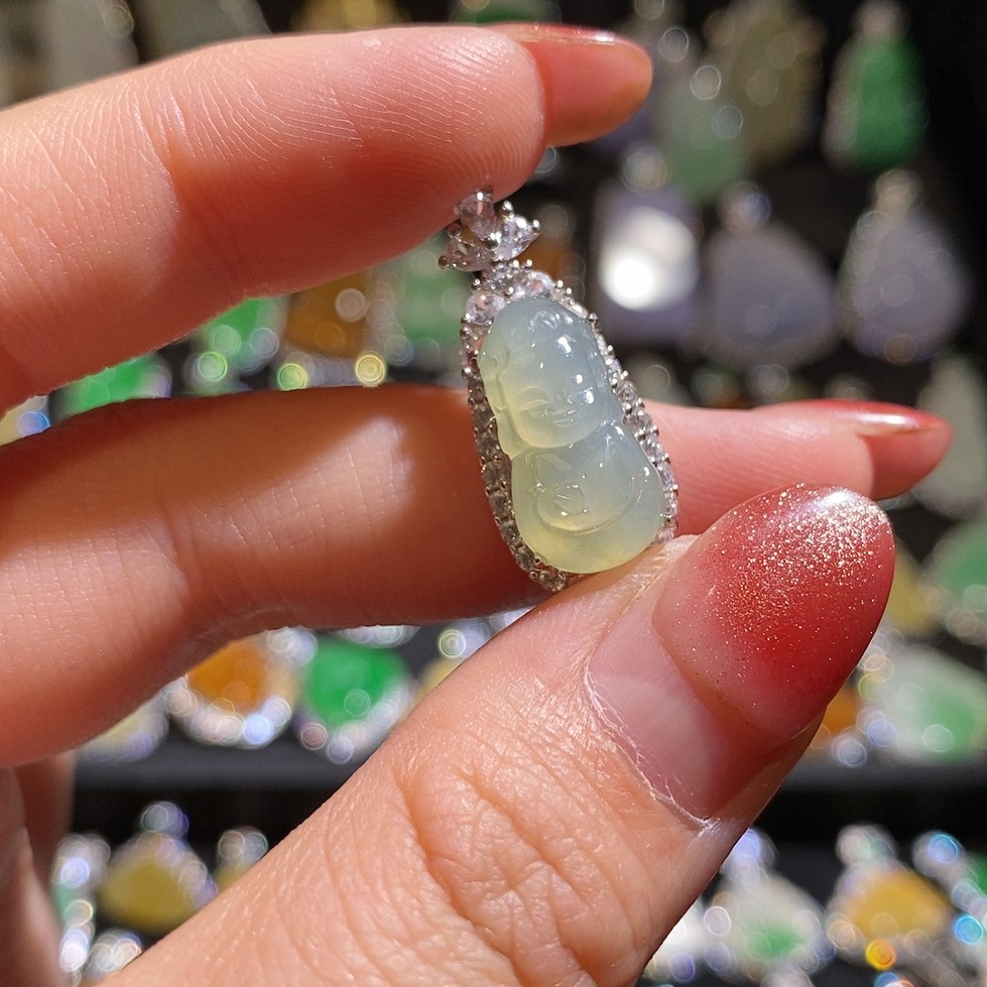 颈饰银S925镶嵌翡翠天然翡翠